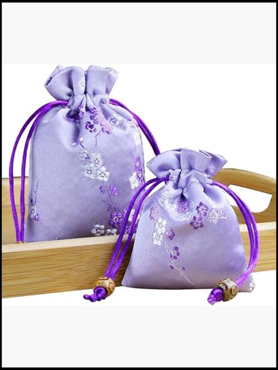 20 Silk Drawstring Bags Brocade Embroidered Jewelry Pouch Sachet Wallet Wedding